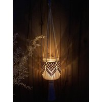 Makramee Hängewindlicht Laterne Geschenk Muttertag Garten Balkon Terrasse Hochzeit Boho Deko von laLauraDesign