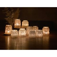 Makramee Windlicht Geschenk Hochzeit Geburtstag Laterne Kerzenhalter Teelicht Tischdeko Weihnachten Boho Glas von laLauraDesign