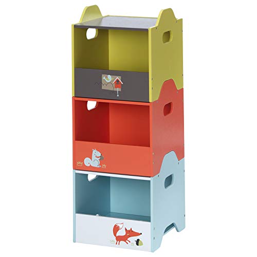 labebe aufbewahrungsbox Kinder, Baby spielzeugkiste Holz, spielkiste stapelbar klein, kiste spielzeugbox aufbewahrungsregal Geburtstagsgeschenk - 30x30x30cm (Offene Tür) von labebe