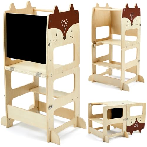 labebe Lernturm ab 1 Jahr(92 * 38.5 * 42cm), klappbar Montessori Learning Tower,3 in 1 Montessori Lernturm Kinder mit Message Boards ab 1 Jahr aus Holzwerkstoff labebe Lernturm ab 1 Jahr(92 * 38.5 * 42cm), klappbar Montessori Learning Tower,3 in 1 Montessori Lernturm Kinder mit Message Boards ab 1 Jahr aus Holzwerkstoff von labebe