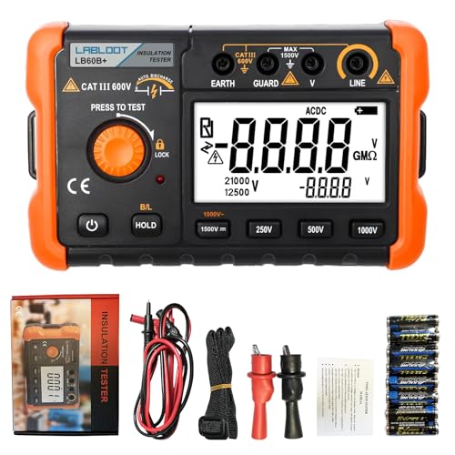 LABLOOT LB60B+ Digitaler Isolationswiderstandstester 1000V Test DC AC 2000m Ohm Hochspannungs-Kurzschluss-Eingangsalarm von labloot