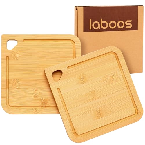 Kleines Schneidebrett aus Bambusholz mit GrooveIMini leichtes Schneidebrett aus Holz für Baby-Schlafsaal, 2 Stück von laboos