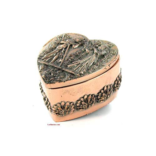 lachineuse – Herz-Box – 8 x 7,5 x 5 cm – Dekoration des alten Ägypten – ägyptische Box für Schmuck, Schlüssel, Uhr – Valentinstag, Liebe – dekorative Geschenkidee, Aufbewahrungsurne – Metallfarbe von lachineuse