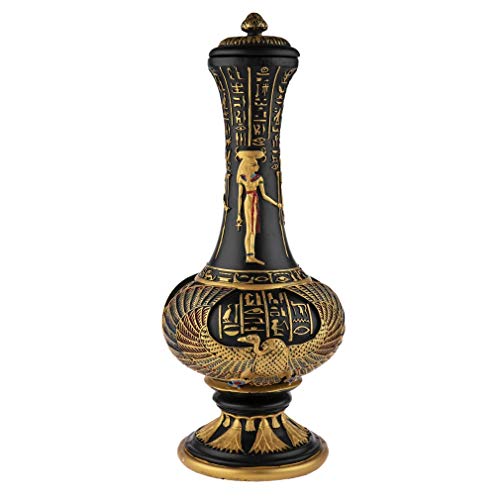 lachineuse - Ägyptische Vase, Göttin Isis 33 cm – Dekorative Vase Schwarz & Gold – Dekoration für den Innenbereich, Ägyptische Dekoration, Hathor Hieroglyphe – originelle Geschenkidee von lachineuse