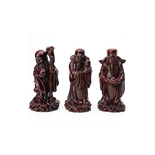 lachineuse - 3 Figuren Götter Fuk – Figuren Fuk, LUK und Sau – Farbe Rot – 11,5 cm Höhe – chinesische Deko – Dekoration Feng Shui für Haus, Büro, Innen – Geschenkidee China von lachineuse