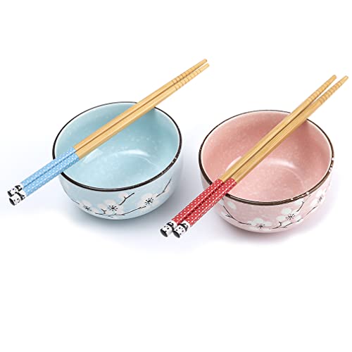 lachineuse - Set mit Duo-Schalen aus Japan – Design Kirschblüten – mit 2 Paar Essstäbchen – Gourmand Vergnügen – Tradition aus Japan – japanische Dekoration – Geschenkidee Japan Asien von lachineuse