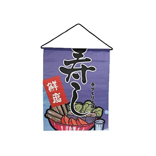 lachineuse - Wandteppich, flach, japanisch, Sushi – Wandschild für Restaurant, Küche – japanische Dekoration zum Aufhängen – 44 x 35 cm – Wandtafel – Farbe Blau – Geschenkidee Japan Asien von lachineuse