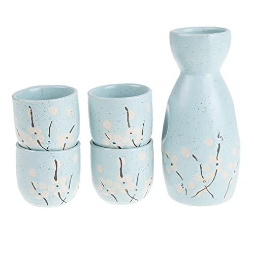 Lachineuse 2409 Sake-Set und Karaffen, Porzellan, Kirschbaum Blau von lachineuse