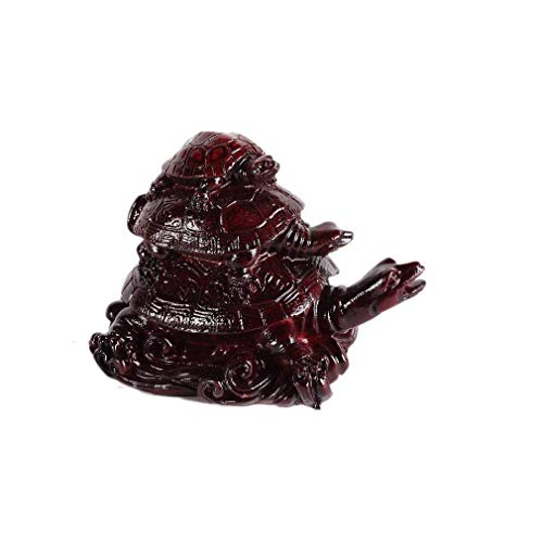 lachineuse – Feng Shui-Figur mit 3 Schildkröten – rote Deko-Schildkröten – Symbol für Langlebigkeit, Reichtum, Wohlstand – Schutz von Heim und Familie – 10,5 x 8 x 6,5 cm – asiatisch von lachineuse