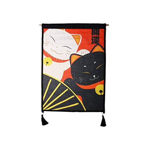 lachineuse - Japanischer Wandteppich Duo Maneki Neko – japanische Dekoration zum Aufhängen – 30 x 25 cm – japanische Kawai-Katze – Lucky Cat – Wandbild – Farbe Schwarz & Rot – Geschenkidee Japan Asien von lachineuse