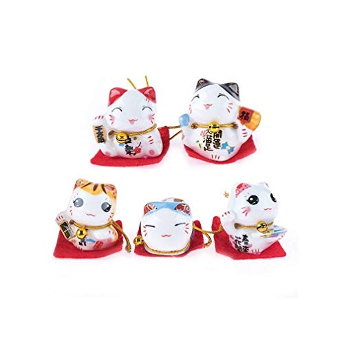 lachineuse Set mit 5 Figuren Maneki Neko, Mehrfarbig, 13x12x6cm von lachineuse