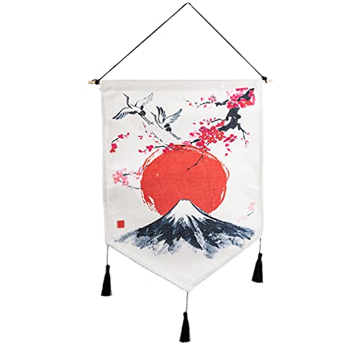 lachineuse – Japanische Wandtafel Fuji – Japanische Zen-Hängedekoration – 56 x 44 cm – Traditionelle japanische Maltafel – Farben Weiß und Rot – Geschenkidee Japan Asien von lachineuse