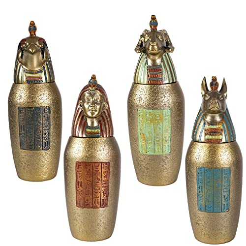 lachineuse - 4er-Set ägyptische Kanopenvase - Dekorative Statuetten 21 cm - Kanopen Antikes Ägypten - Pharao-Figurenstatuen - Anubis, Horus, Hapi - Geschenkidee Dekoration - Farbe Bronze Gold lachineuse - 4er-Set ägyptische Kanopenvase - Dekorative Statuetten 21 cm - Kanopen Antikes Ägypten - Pharao-Figurenstatuen - Anubis, Horus, Hapi - Geschenkidee Dekoration - Farbe Bronze Gold von lachineuse