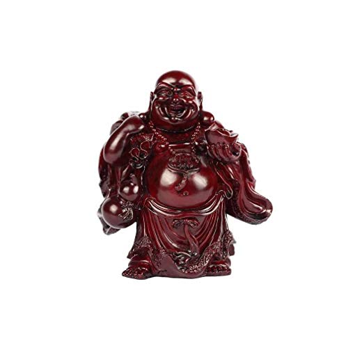 lachineuse - Traditionelle lachende Buddha-Statue, 18 cm, Farbe: Rot, Feng Shui-Dekoration, chinesisches Zen-Deko, für Wohnzimmer, Büro, Geschenkidee China, Glücksbringer von lachineuse