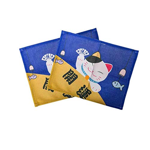 lachineuse - 2 japanische Tischuntersetzer, Motiv Katze, Glücksbringer von lachineuse