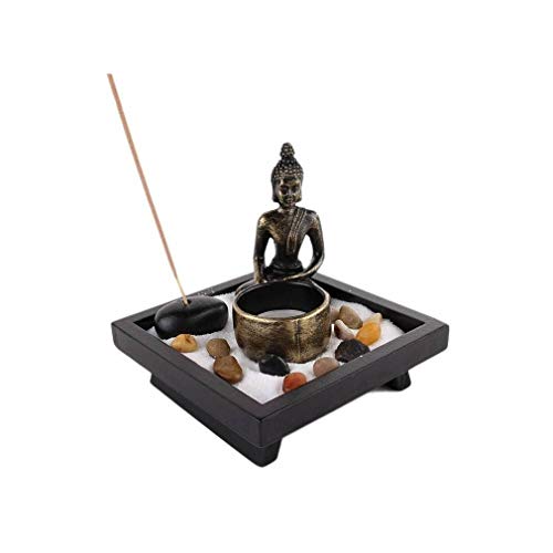 lachineuse - Zen-Garten Buddha in Meditation – Asiatischer Räucherstäbchenhalter – Zen-Dekoration – Garten mit Sand – asiatische Atmosphäre – für Innenbereich, Haus, Büro, Geschenkidee Japan – von lachineuse