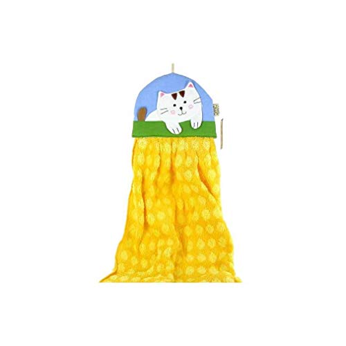 lachineuse – Handtuch – freundliches Katzenmuster – Farbe Gelb – Glückskatze – Baumwolle und Frottee – 45 x 15 cm – Heim, Inneneinrichtung – Geburtstags Dekorationsidee von lachineuse