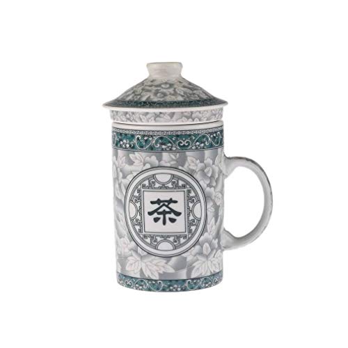 lachineuse - Chinesische Teekanne – Teetasse aus Porzellan – mit Teesieb & Deckel – Farbe Grün & Weiß – traditionelles Geschirr aus China – für Tee, Tee – Geschenkidee asiatisch von lachineuse