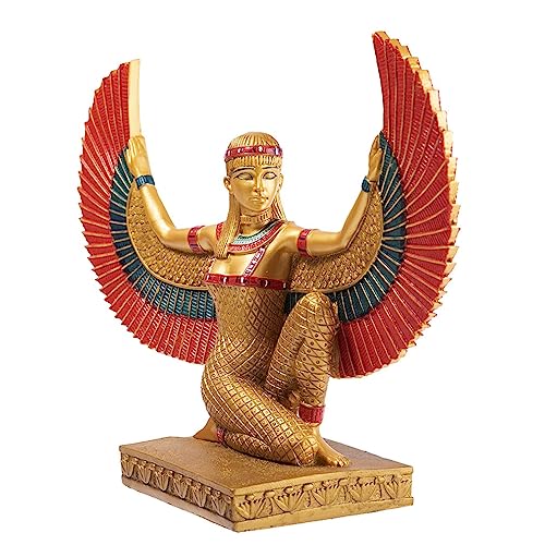 lachineuse - Isis-Figur geflügelt 21 cm - Statue der Göttin Isis rot und Gold - Figur für die Inneneinrichtung des Alten Ägypten - Ägyptens Dekorationsobjekt - Originelle Geschenkidee von lachineuse