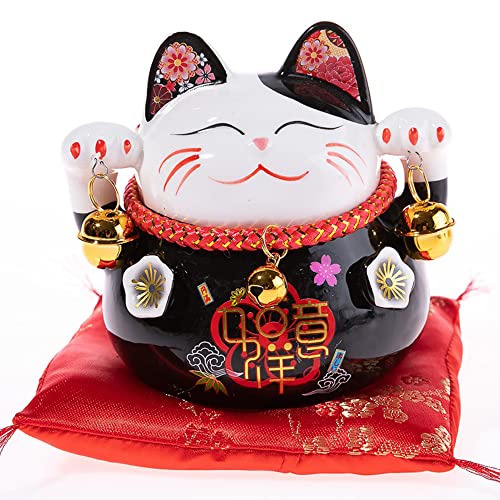 lachineuse - Maneki Neko Glückskatze Sparschwein - Kawaii Japanische Deko-Objekt - Glücksbringer Katze - Money Cat - Porzellan 11 x 10 x 9,5 cm - Chinesische Asien Dekoration Asia Deko von lachineuse