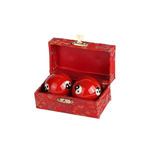 lachineuse - Rotes Qi-Gong-Kugeln Set Yin-Yang - Chinesische Anti-Stress-Kuglen aus Emaille ⌀ 40 mm - Zen-Entspannungs-Geschenkset - Asiatisches Objekt Japan China Deko Feng Shui - Farbe Rot von lachineuse