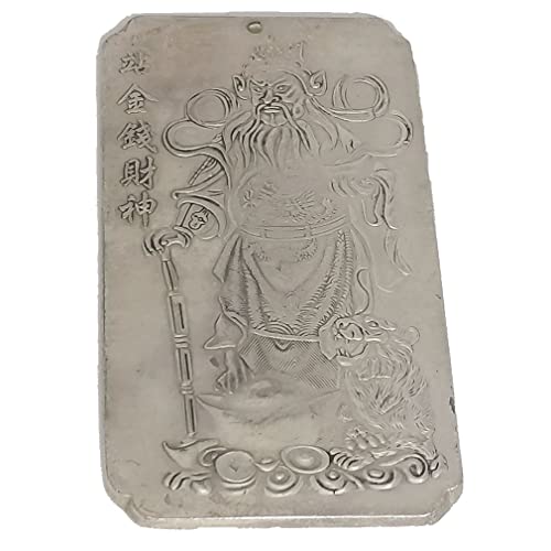 lachineuse – Talismangott Caishen – Feng Shui Glück und Reichtum – Talisman aus tibetischem Silber 10 x 5,7 cm – Buddhistische Traditionen – Zen-Dekor für Zuhause und Büro – Asiatische Geschenkidee von lachineuse