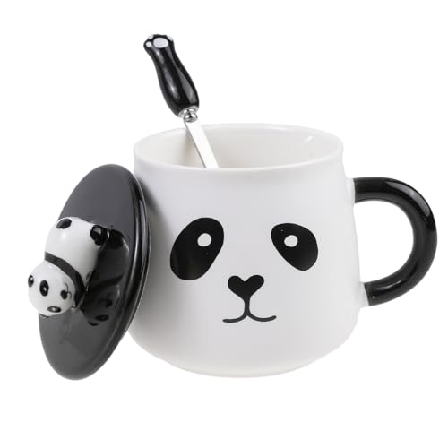 lachineuse Tasse Kollektion Panda – Funny Panda – mit Deckel und Löffel – Fassungsvermögen: von lachineuse