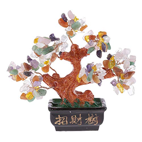 lachineuse - Feng Shui Baum 5 Elemente – Glücksbaum 12 cm – asiatische japanische Deko – Bonsai Edelsteine – traditionelles Japanisches Zen-Objekt von lachineuse