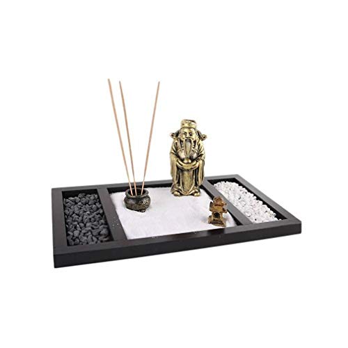 lachineuse – Zen-Garten Caishen-Gott des Glücks – Asiatischer Räucherstäbchenhalter – Zen-Dekoration – Garten mit Sand – Asiatische Atmosphäre – Heimbüro-Interieur – Geschenkidee Japan Asien von lachineuse