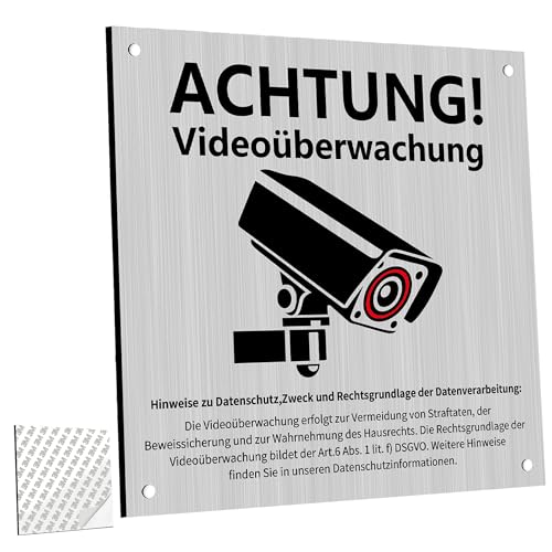 Schild Videoüberwachung Videoüberwachung Schild Mit DSGVO Hinweis15x15 cm Privatgrundstück Kameraüberwachung Achtung Mit Selbstklebend von laeeyin