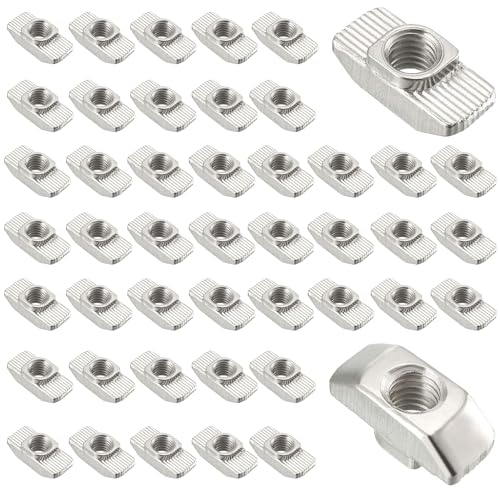 laeeyin 60 Stück Nutensteine M6 Nutensteine Kohlenstoffstahl T-Slot Nutmuttern Hammermutter für Aluminiumprofil Extrusionsschlitz (EU30-M6-15.5X8) von laeeyin
