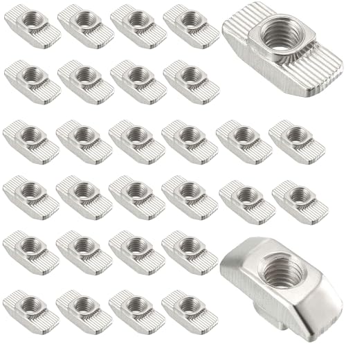 laeeyin 60 Stück Nutensteine M8 Nutensteine Kohlenstoffstahl T-Slot Nutmuttern Hammermutter für Aluminiumprofil Extrusionsschlitz (EU40-M8-19.5X10) von laeeyin