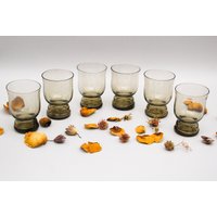 6 Vintage Schnapsgläser Aus Rauchglas von lafabrikduherisson
