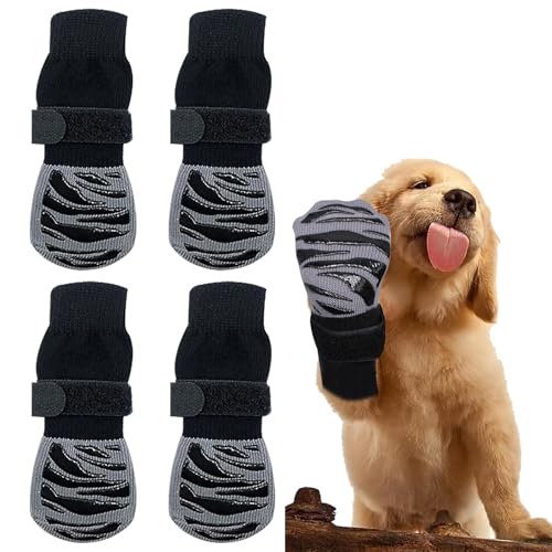 Lafo 2 Paar Hundesocken Anti-Rutsch mit Verstellbaren, Hundesocken für Pfotenschutz, Bequeme Socken für Hunde für den Hausgebrauch, Hundesockenleckschutz (M(15.5 * 6CM)) von lafo