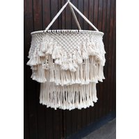 Makramee Lampe/Lampenschirm Kronleuchter Chandelier Fringe Macrame Lamp Hängelampe Quaste von lagomthestudio