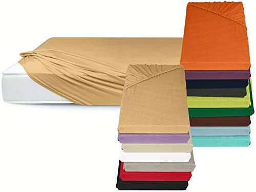 Jersey Spannbetttuch in bewährter Qualität - erhältlich in 16 modernen Farben in der Größe 70 x 140 cm, 70 x 140 cm, Sand von laken24