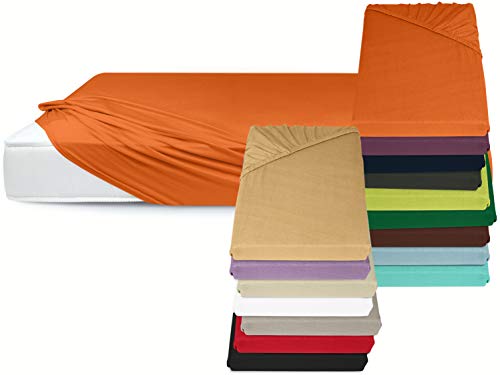 Jersey Spannbetttuch in bewährter Qualität - erhältlich in 16 modernen Farben in der Größe 70 x 140 cm, 70 x 140 cm, orange von laken24