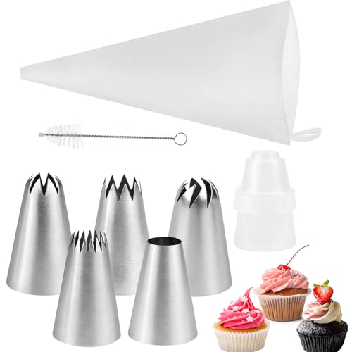 Spritzbeutel Mit Tüllen Profi Set, Edelstahl Spritztüllen Groß, Edelstahl Spritztüllen Set für Kuchen, Torten, Keksen-Dekoration, wiederverwendbar von lakigoes