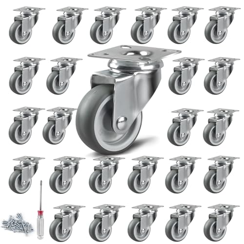 LALAGO 24 Stück Transportrollen Lenkrollen, 50 mm Möbelrollen Möbelroller mit Schwenkplatte, 50 kg Pro Roller, Lenkrollen Klein für Palettenmöbel Schließfächer, Gratis Schraubenzieher und Schrauben LALAGO 24 Stück Transportrollen Lenkrollen, 50 mm Möbelrollen Möbelroller mit Schwenkplatte, 50 kg Pro Roller, Lenkrollen Klein für Palettenmöbel Schließfächer, Gratis Schraubenzieher und Schrauben von lalago