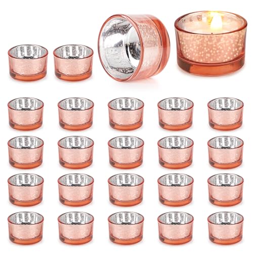 LALAGO 24PCs Teelichthalter,Rosa Kerzengläser Teelichtgläser Kerzenhalter für Teelicht Deko Weihnachten Tischdeko Hochzeit（Rosa） von lalago