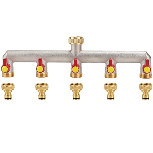LALAGO 5-Wege Wasserhahn，Gartenschlauch 3/4 zoll Adapter, Garten Verteiler Wasserverteiler, Schlauch Adapter 5 fach,5 Schlauch Wasserhahn Adapter von lalago