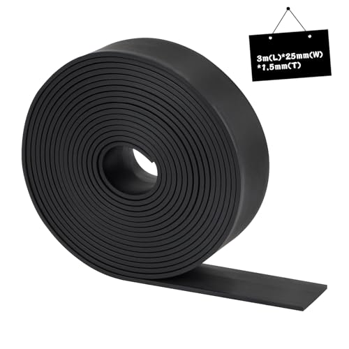 LALAGO Gummistreifen, Neopren Gummimatte, 25mm(B) x1.5mm(D) x3m(L) Vollgummi Gummiprofil, Gummimatte Meterware, Schmal Gummiunterlage, Gummiplatte für Dichtungen, Bodenbeläge Schutz, Vibrationsschutz von lalago