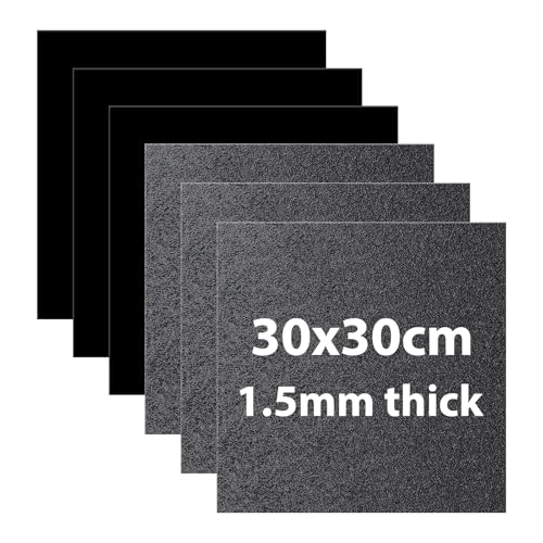 LALAGO Kunststoffplatte, 6 Stück 1,5mm 30 x 30 cm Plastikplatte Schwarz ABS Kunststoffplatten, Schwarze ABS-Kunststoffplatten zum Laserschneiden, ABS Platten für Basteln, Kotflügel, Heimdekoration usw von lalago