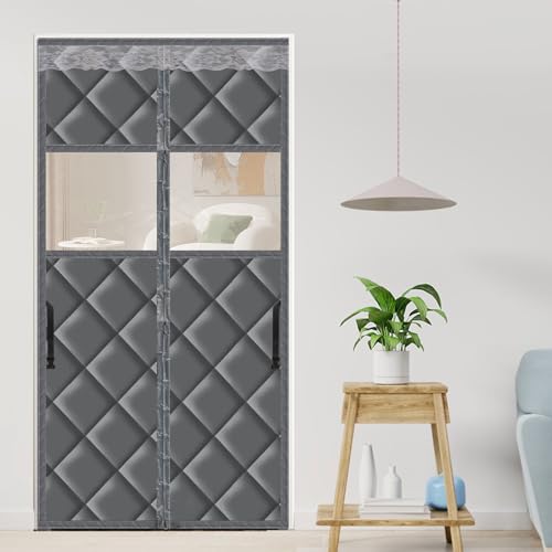 LALAGO Magnet Wärmeschutzvorhang für Türen, 90x210cm Wärmeschutzvorhang, Thermovorhang Kälteschutz, Thermo Türvorhang, Magnet Thermovorhang gegen Kälte und Hitze, Kälteschutz, Winddicht (mit Fenster) von lalago