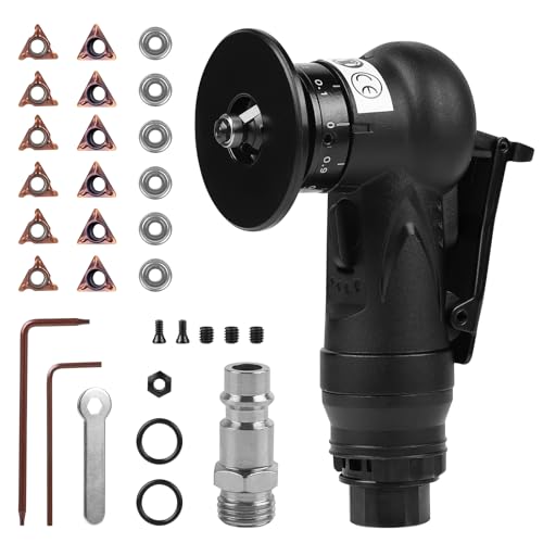 LALAGO Mini Luftfasenwerkzeug, Handheld 2-in-1 Pneumatische Anfasmaschine mit 6C&6R-Winkelklingen, 45° Kantenfräse Fasenmaschine mit 1/4 Zoll Lufteinlass für Metalltrimmen und Trimmen Fase Entgraten von lalago