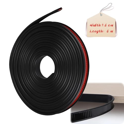 LALAGO U-Form Selbstklebend Möbelkantenband, Kantenumleimer selbstklebend, Möbelkantenband Flexible TPE Faltbarer Kantenschutz, U-Förmig TPE Kantenband für Wand Ecken Kommoden Möbel (Schwarz 1,6cmx6m) von lalago