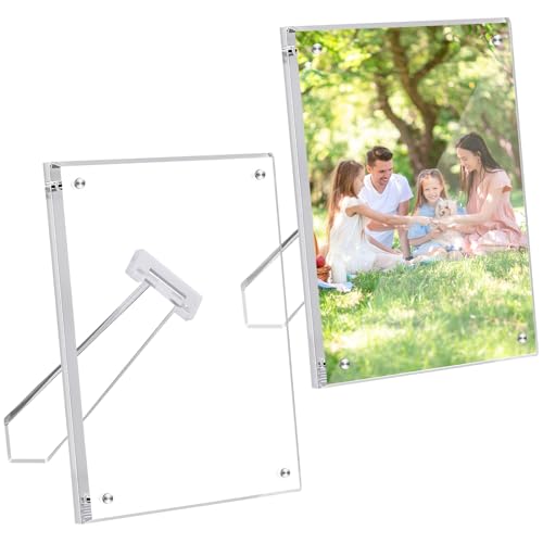 lalago 2PC Magnetischer Bilderrahmen 13 * 18cm,7inch Acryl Fotorahmen zum Vertikalen，Acryl Magnetische Bilderrahmen von lalago