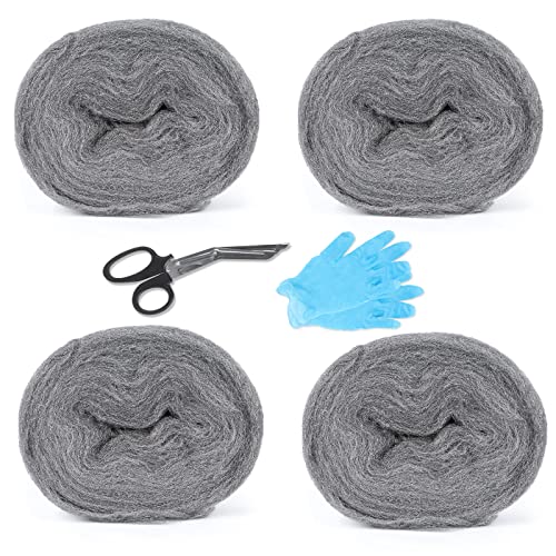 lalago 4PCs *4.6M/100g Stahlwolle Gegen Mäuse, Stahlwolle fein 0000 gegen Nagetier, Stahl Wolle, Löcher Wand Risse Mausefalle Mäuseabwehr mit Arbeitshandschuhen Schere für Haus, Garage und Garten lalago 4PCs *4.6M/100g Stahlwolle Gegen Mäuse, Stahlwolle fein 0000 gegen Nagetier, Stahl Wolle, Löcher Wand Risse Mausefalle Mäuseabwehr mit Arbeitshandschuhen Schere für Haus, Garage und Garten von lalago