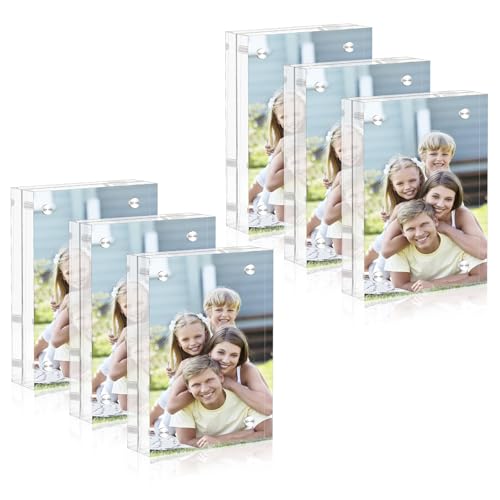 lalago 6 Stück Klare Acrylbilderrahmen Tischbilderrahmen, 6 * 9cm Acryl Magnetische Bilderrahmen, Acryl Bilderrahmen Fotorahmen kompatibel für Instax mini von lalago