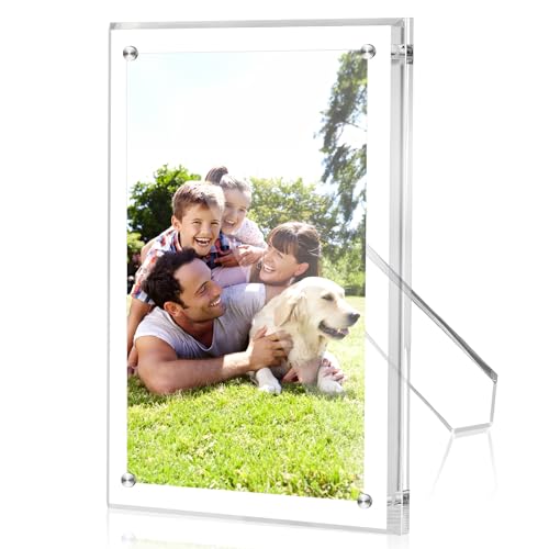 lalago A4 Acryl Magnetische Bilderrahmen,21 * 30cm Bilderrahmen zum Aufstellen, Doppelseitig Fotorahmen zum Vertikalen oder Horizontalen Aufstellen von lalago